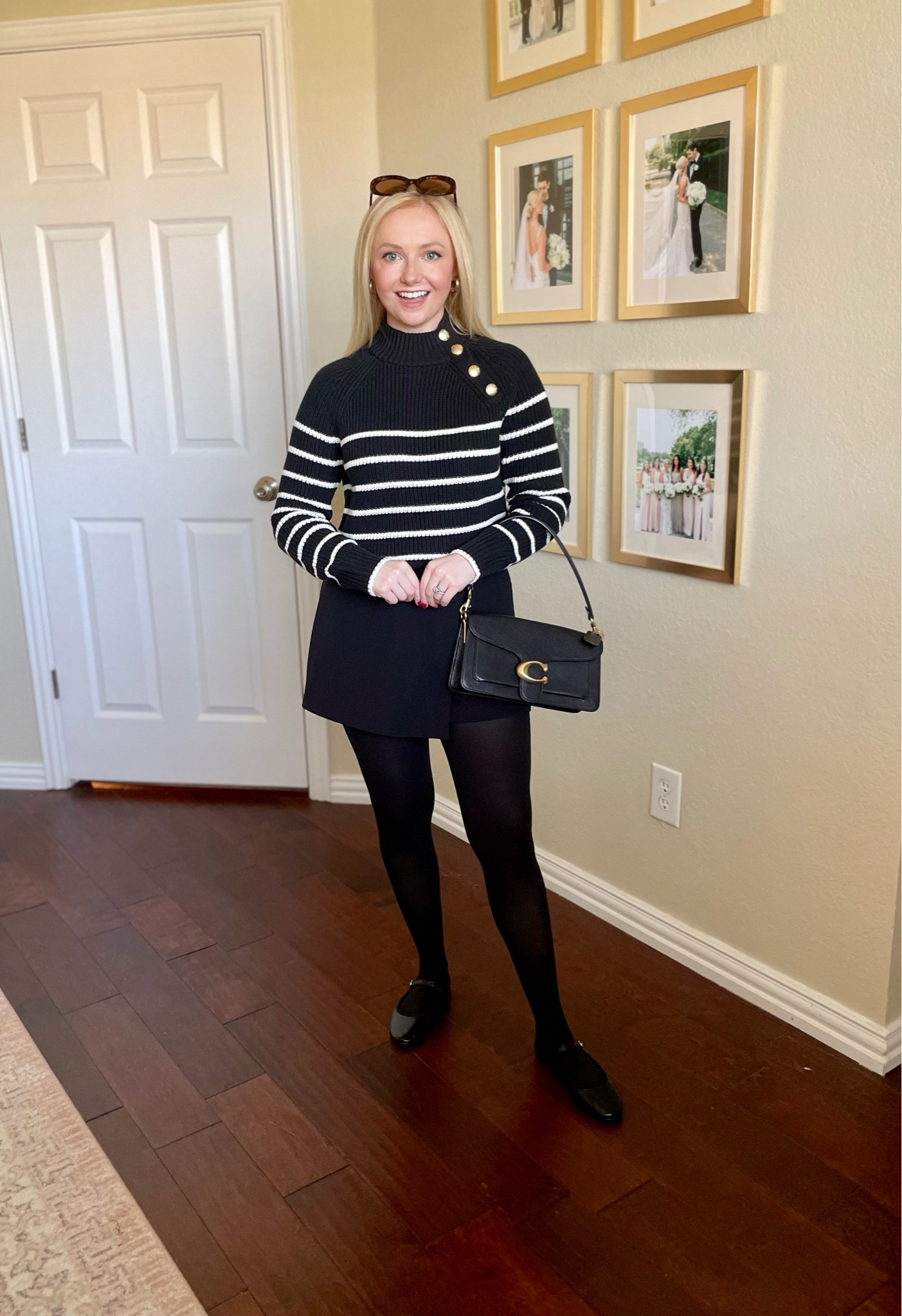 Exact sweater is sold out, linked similar! Size up a half size in shoes | Mary janes, black and white sweater, striped sweater, winter outfit, fall outfit 

#LTKSeasonal #LTKfindsunder100 #LTKstyletip