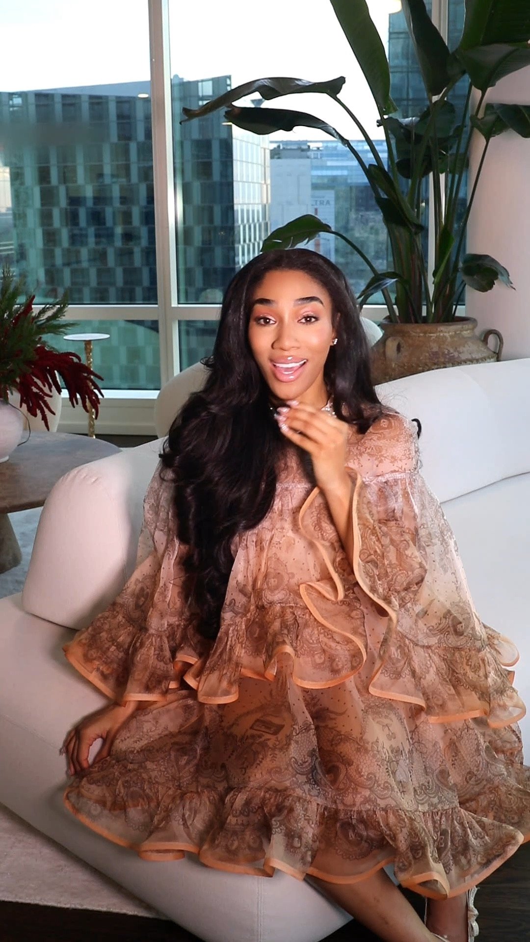 I’m wearing the Zimmermann Crush Embellished Mini Dress in Peach
+
Christian Dior J'Adior Slingback Pumps Transparent Mesh Embroidered with Millefiori Motif in Gold Tone Strass ❤️

My Furniture:
Restoration Hardware Isola Sofa
Restoration Hardware Reyna Swivel Chair

Restoration Hardware Cellini Gold Emperador Marble Coffee Table 

The other pieces I have tagged 🥰


#LTKgrwm #LTKvlog #LTKdayinmylife