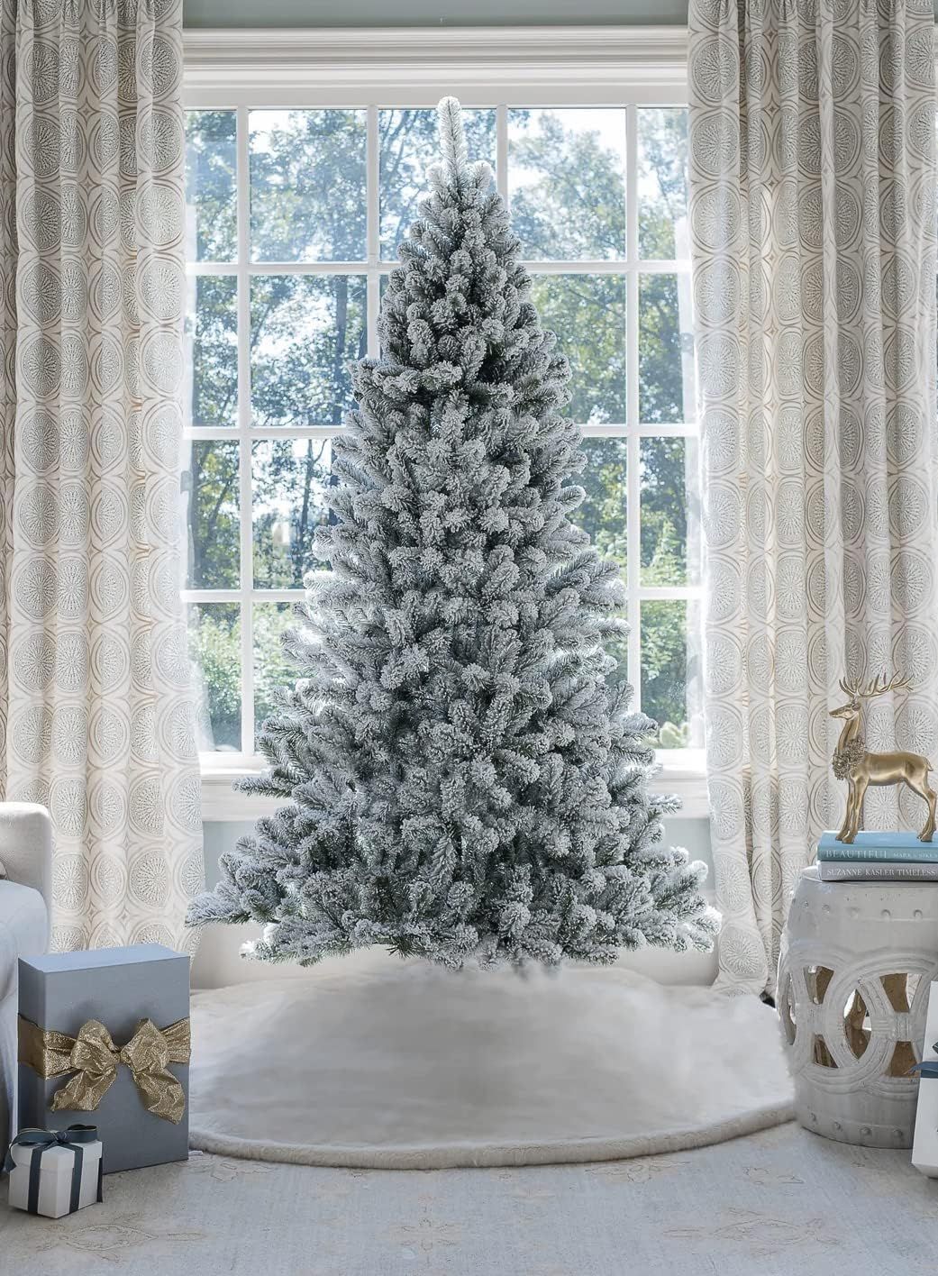Amazon.com: KING OF CHRISTMAS 8 Foot Prince Flock Artificial Christmas Tree Unlit : Home & Kitche... | Amazon (US)