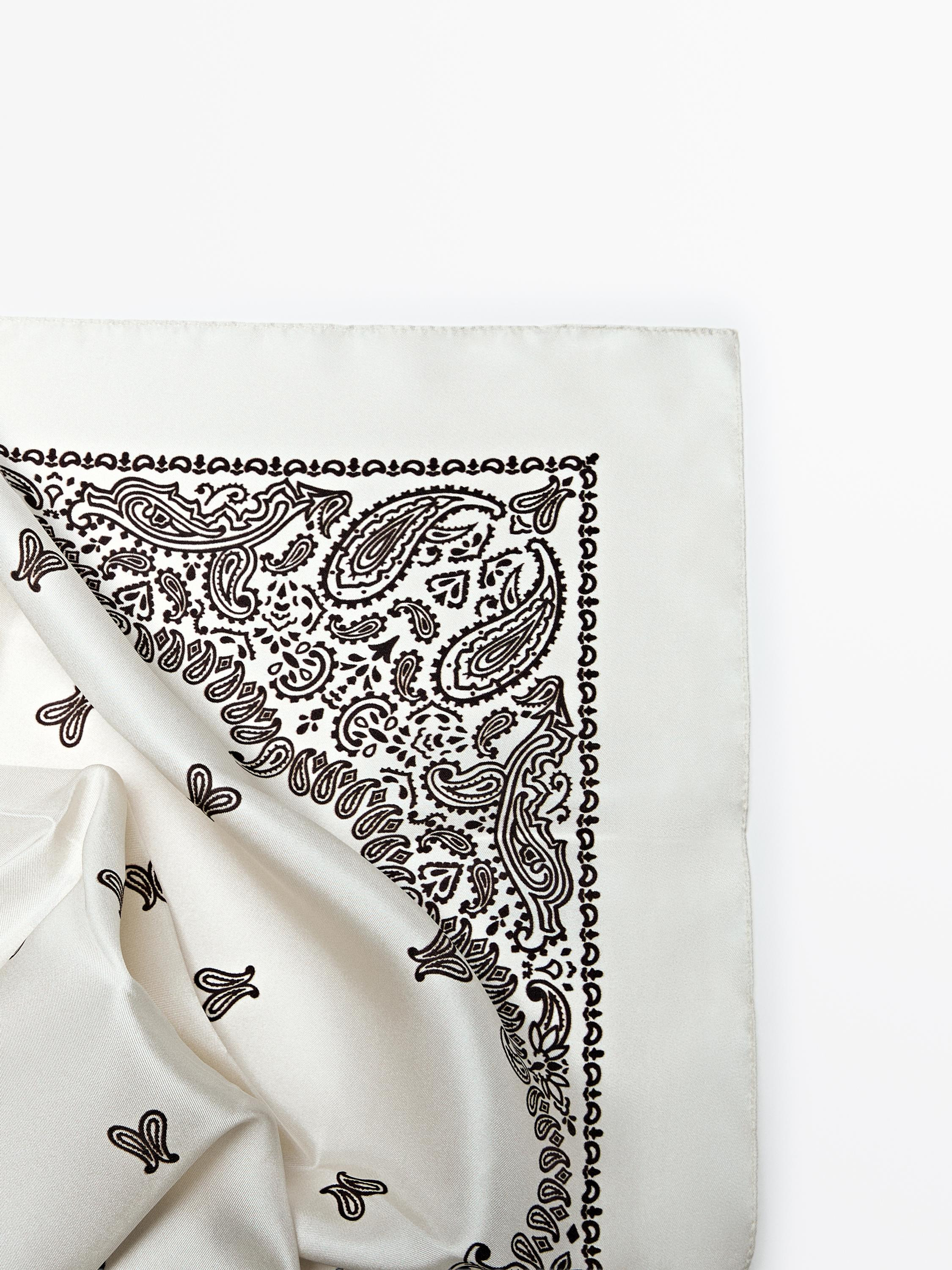 100% silk paisley print scarf | Massimo Dutti UK