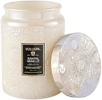 Voluspa Santal Vanille Candle | Large Glass Jar | 18 Oz | 100 Hour Burn | Vegan | All Natural Wic... | Amazon (US)