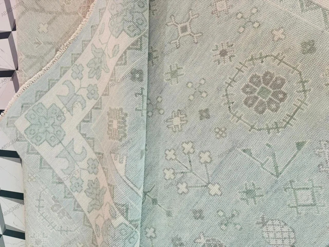 Asparagus Green Oushak Rug – Hand Knotted Turkish Wool Vintage Area Rug 10X14 - Etsy | Etsy (US)