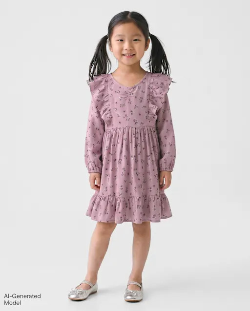 Baby And Toddler Girls Floral Flutter Dress - Purple | The Children's Place