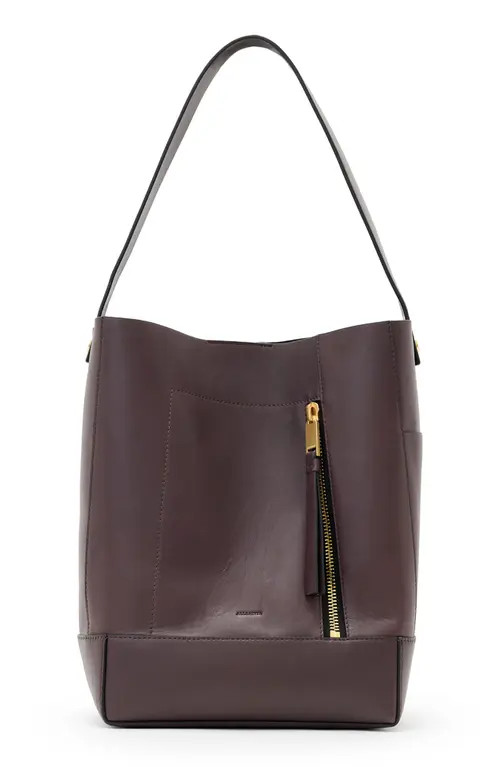 AllSaints Alba Leather Hobo Bag in Oxblood at Nordstrom | Nordstrom