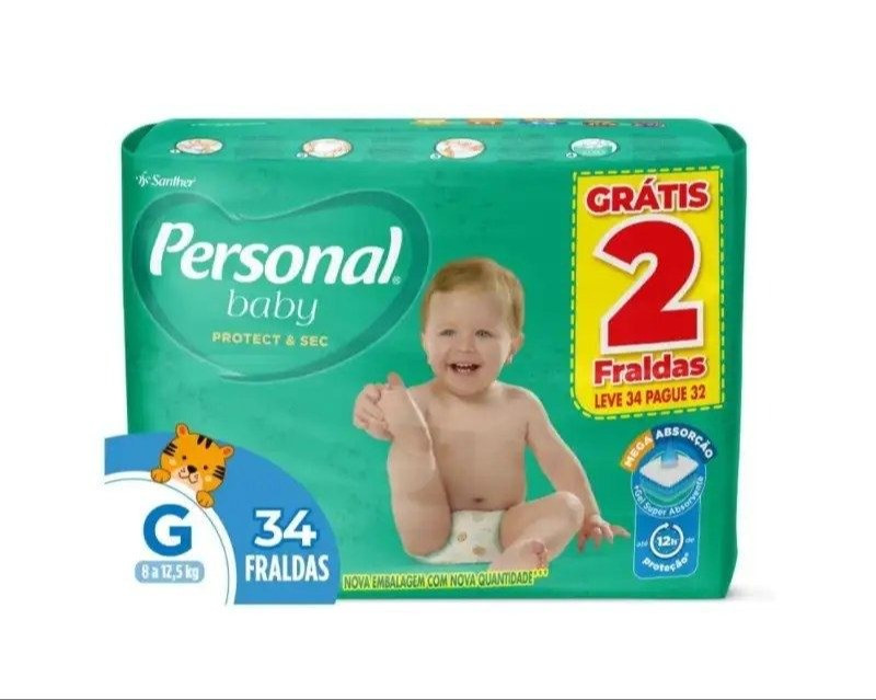 Personal Fralda Baby Protect&Sec G com 34 UnidadesPor R$ 26,10 (0,77 por unidade) Selecione "Comprar com recorrência Promoção por tempo limitado

#LTKbrasil