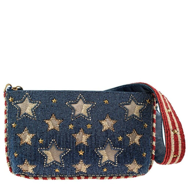 Mary Frances Americana Beaded Stars and Stripes Shoulder Handbag Blue Bag New | Walmart (US)