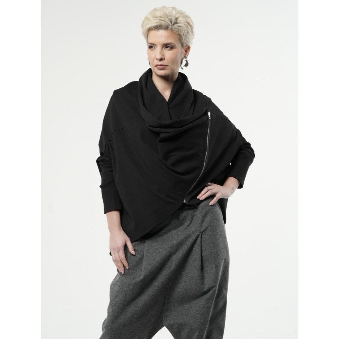 METAMORPHOZA NWT Black Loose Cardigan with Side Zipper Asymmetric Size XXL | eBay US