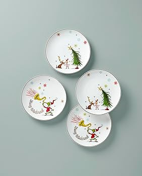 Lenox Grinchie Gifts Accent Plates, S/4, 3.90, Green | Amazon (US)
