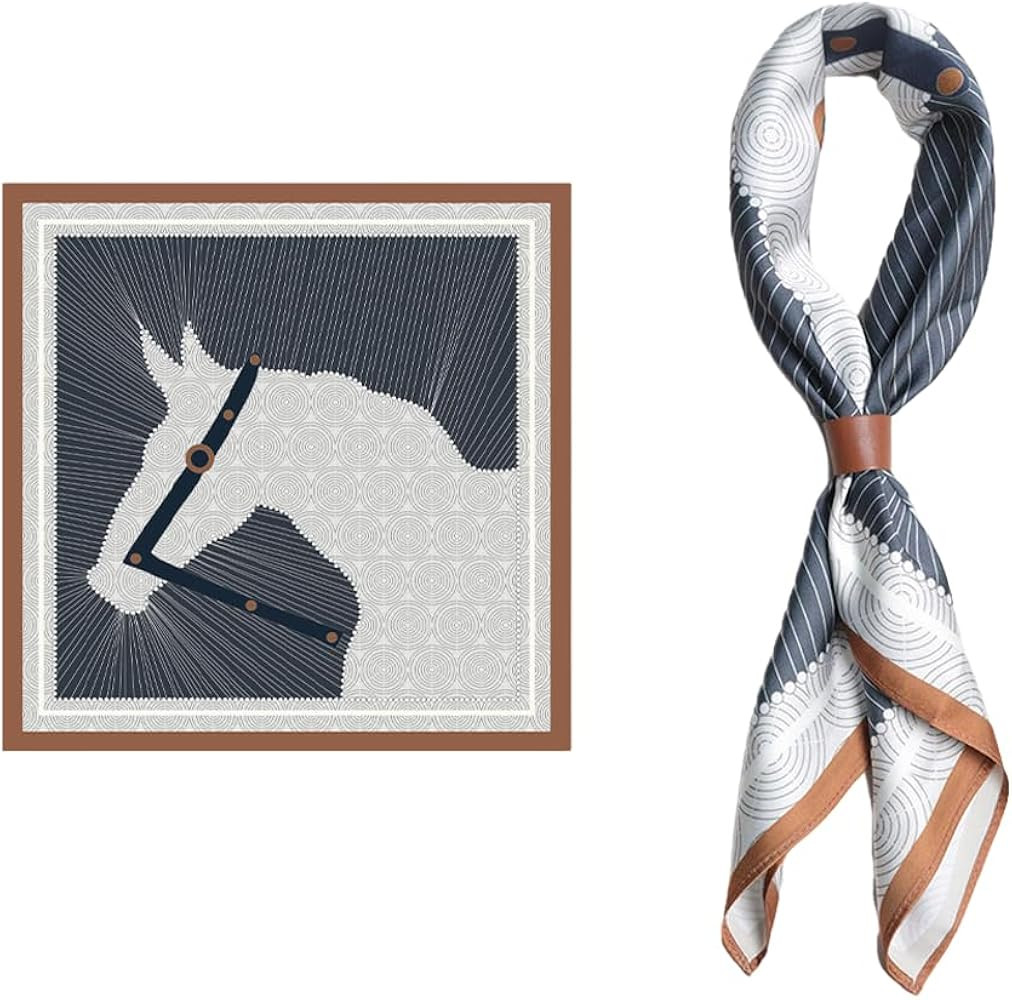 Vintage Silk Feel Designer Square Scarf Satin Bandana Neckerchief Head Scarf for Men and Women | Amazon (US)