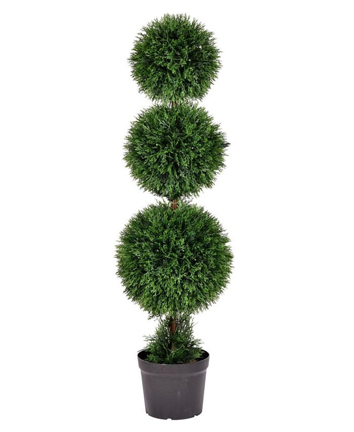 Vickerman 4' Artificial Triple Ball Green Cedar Topiary, Uv Resistant & Reviews - Artificial Plan... | Macys (US)