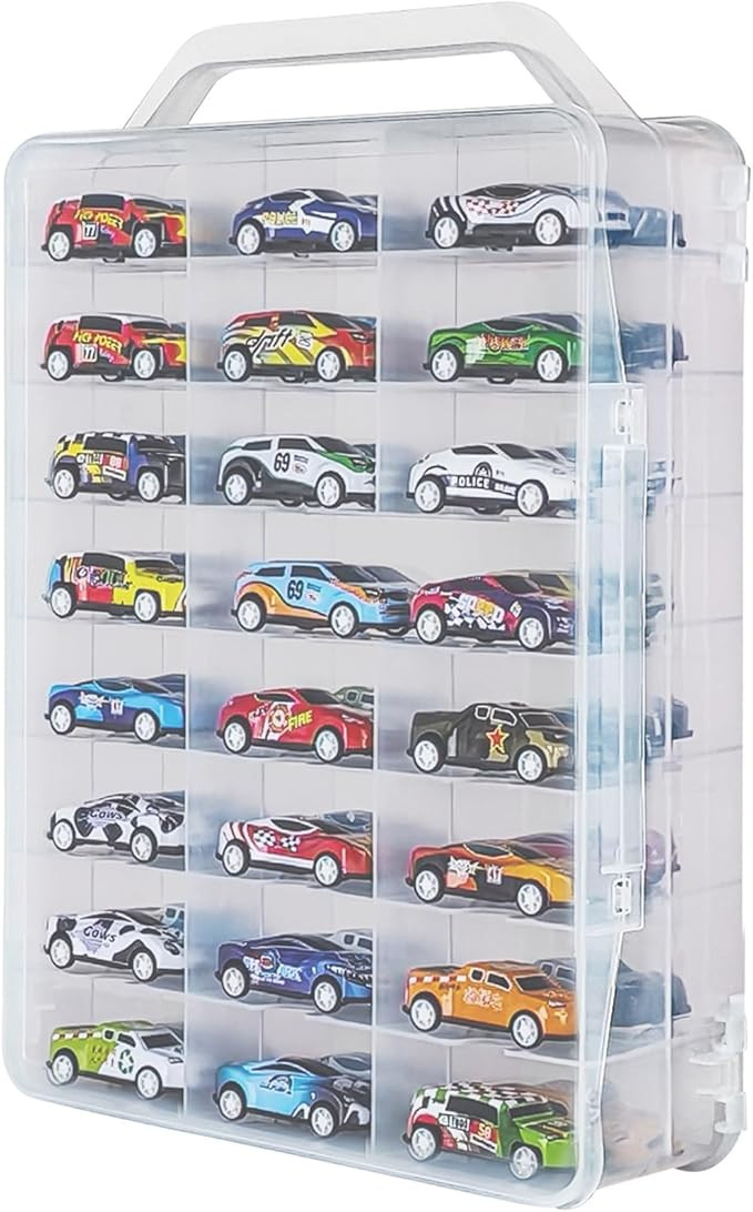 Portable Transparent Double Sided Storage Case - 48 Compartments for Toy Cars, Matchbox Cars, 1:6... | Amazon (US)