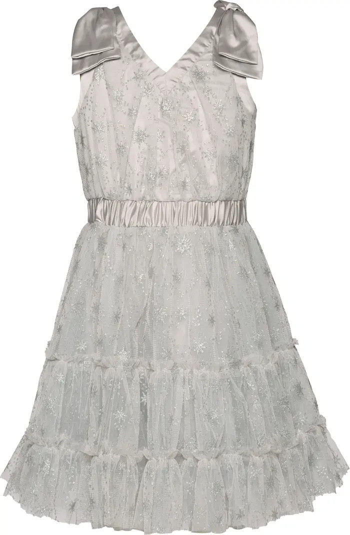 Kids' Glitter Star Mesh Overlay Dress | Nordstrom