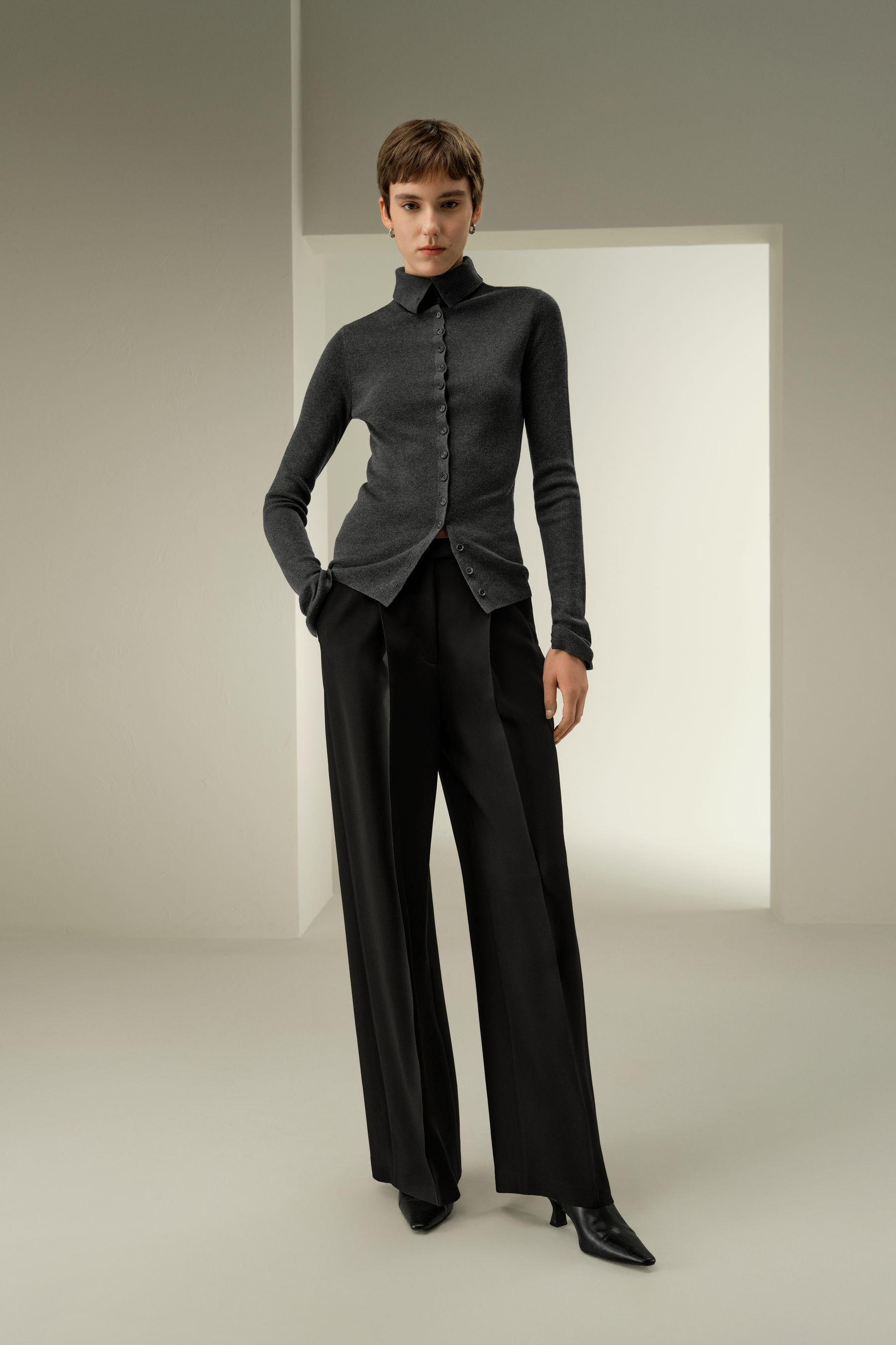 Slim Fit Seiden-Kaschmir Pullover | LilySilk