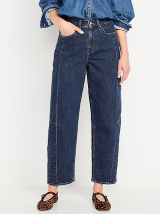 High-Waisted Barrel Ankle Jeans | Old Navy (US)