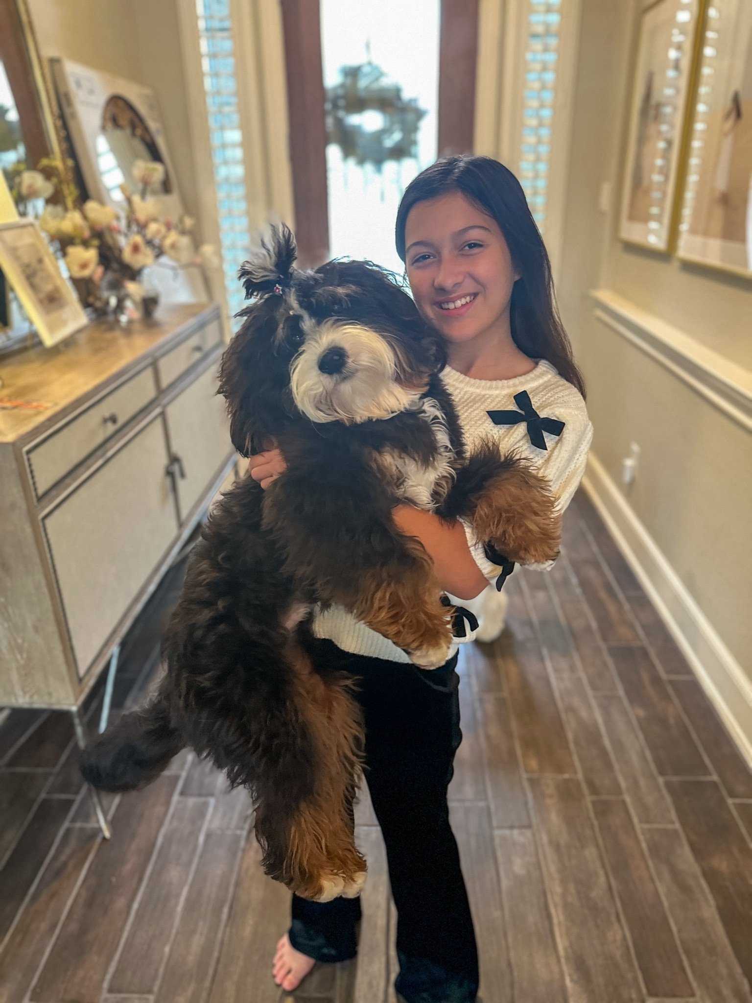 Not sure who is cuter the dog or Harper’s sweater and new clothes from Dillards! I love Dillards girls clothes. 

#LTKkids