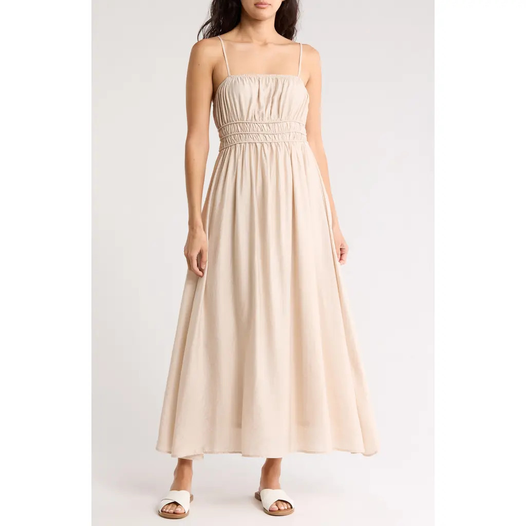 Blu Pepper Shirred Midi Dress in Taupe at Nordstrom Rack, Size Small | Nordstrom Rack