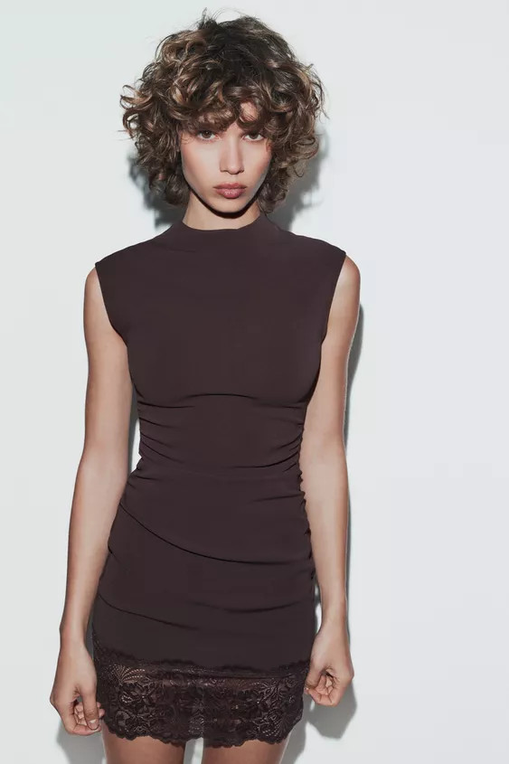 STRETCH LACE SHORT DRESS | Zara US