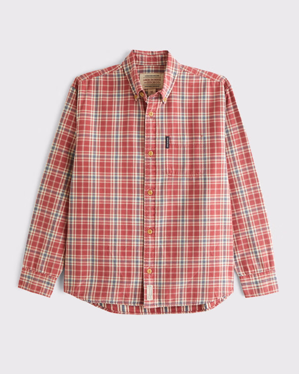 Twill Button-Up Shirt | Abercrombie & Fitch (US)