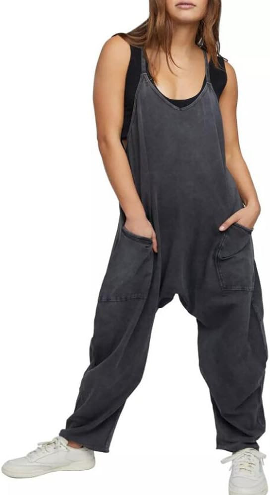 HAILTH Rompers for Women Casual Summer Jumpsuits Sleeveless Loose Spaghetti Strap Overalls Jumper... | Amazon (US)