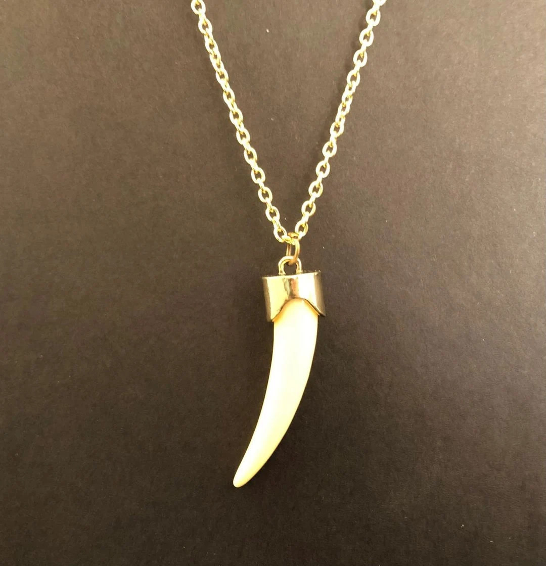 Imitation Ivory Tooth Pendant Necklace - Etsy | Etsy (US)