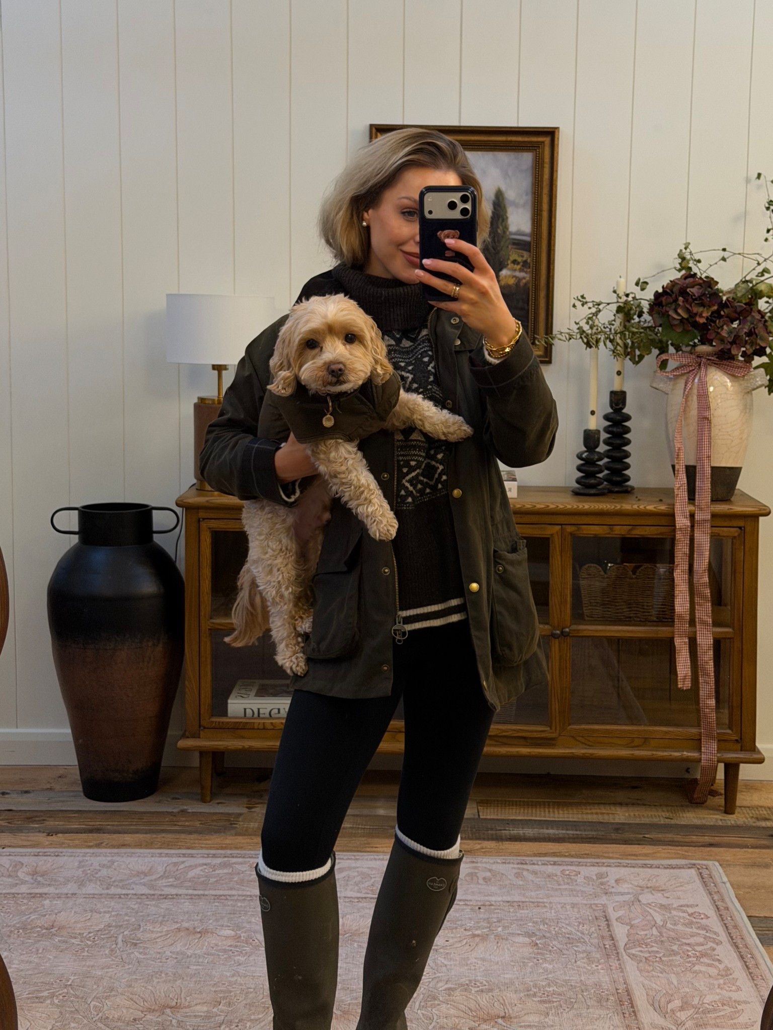 Rainy day dog walk outfit in matching barbours 

#LTKwinter