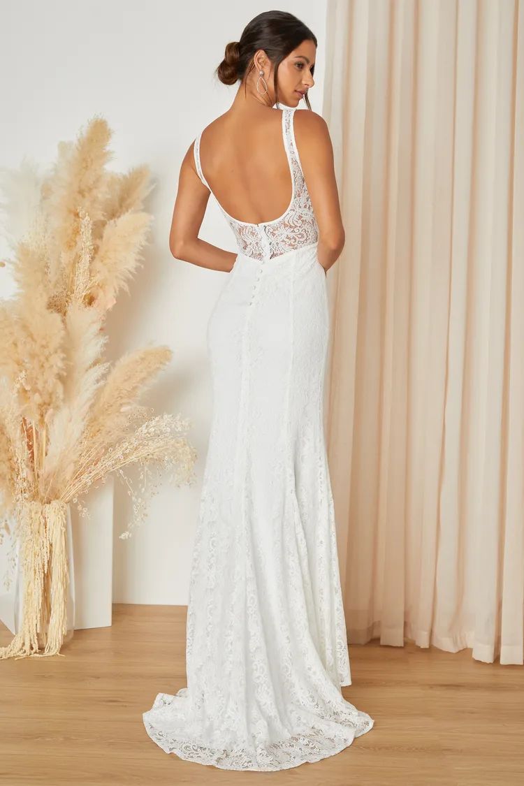 Beloved Eternity White Lace Sleeveless Backless Maxi Dress | Lulus