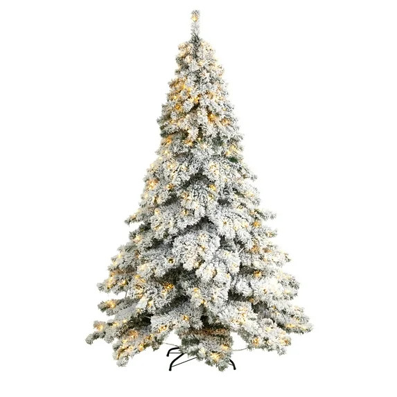 Nearly Natural Austria White Prelit LED Flocked Fir Christmas Tree, with 1063 Bendable Branches 7... | Walmart (US)