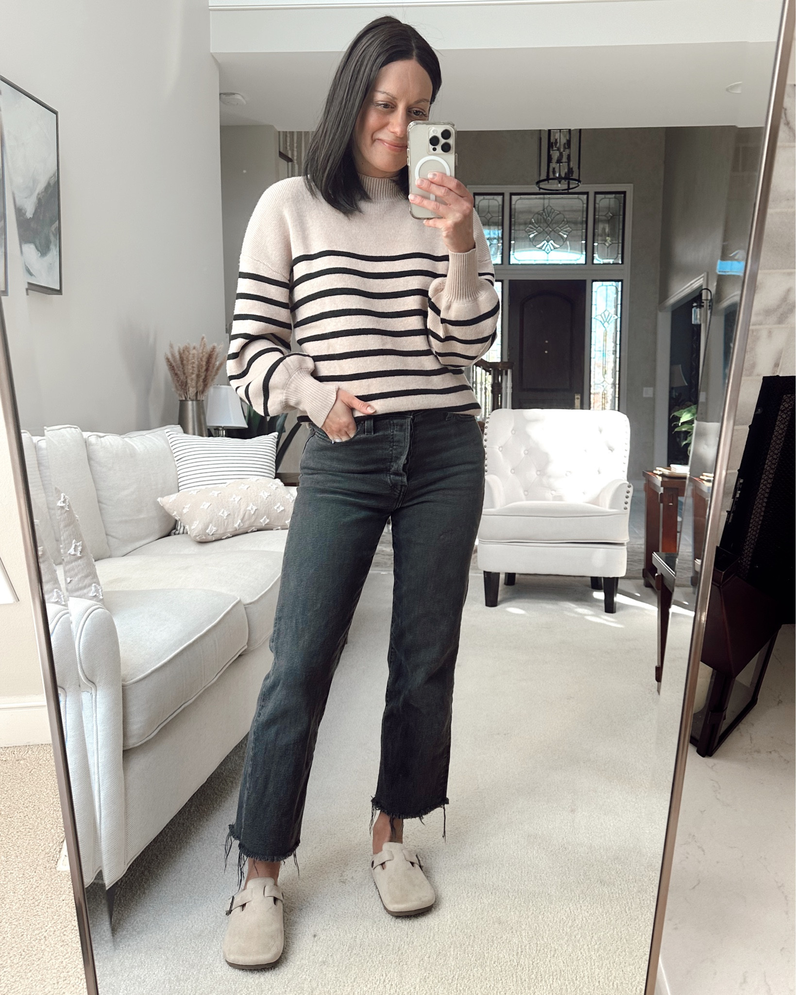 Fall outfit idea! Amazon sweater (runs true to size), amazon black jeans (run Tts), Walmart clog shoes (Tts)

#LTKfindsunder50 #LTKstyletip #LTKover40