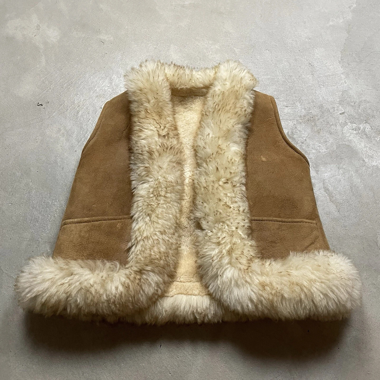 Vintage Sheepskin Penny Lane Vest Shearling Women’s XXS Fur Trim Suede 70s | eBay US