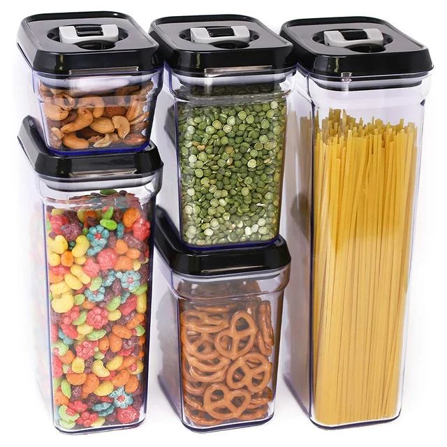 Zeppoli 5pc Airtight Pantry Food Storage Containers, Silicone Seal, Locking Lids, BPA Free | Walmart (US)