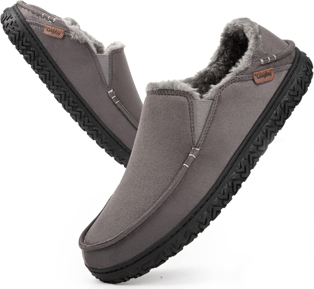 LongBay Men's Moccasin Slippers Comfy Memory Foam House Shoes for Indoor Outdoor | Amazon (US)