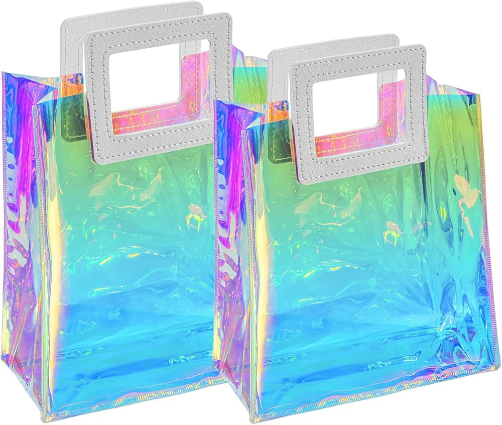 Holographic Small Gift Bags 2 Pack 7.9 * 7.1 * 3.9 Inch with Handles for Women, Girls, Birthday, ... | Amazon (US)