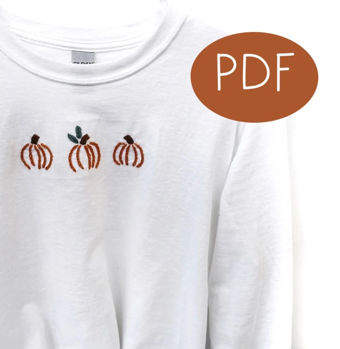 PDF DIGITAL Pattern Pumpkins DIY Thread Unraveled Beginner Embroidery Pattern Embroidered Shirt T... | Etsy (US)