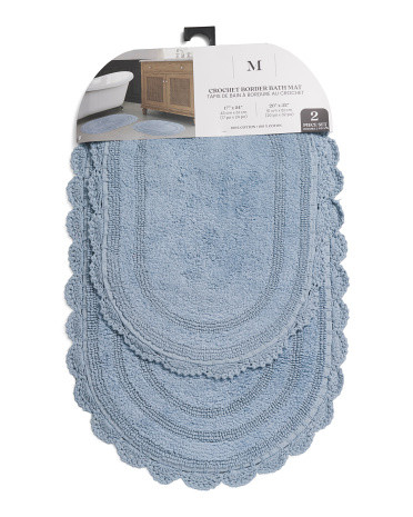 2pk Cotton Tufted Crochet Trim Bath Mats | TJ Maxx