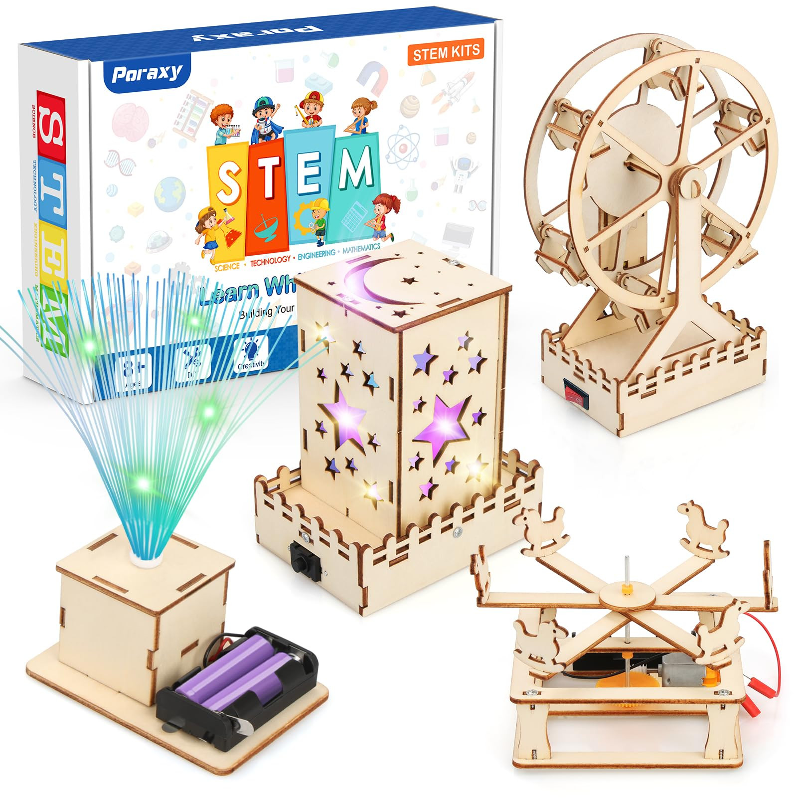 Poraxy 4 in 1 STEM Kits for Kids Age 8-10, Science STEM Projects for Kids 8-12, 3D Puzzles, Educa... | Amazon (US)