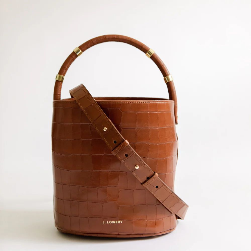 J. LOWERY Max Bucket Bag | Cognac Croc | J. LOWERY