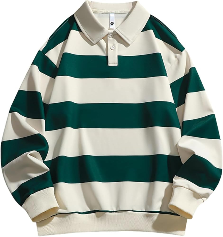 MOLERFO Y2k Top Oversized Striped Shirts 2000s Vintage Tshirt Women Long Sleeve Polo Shirts | Amazon (US)