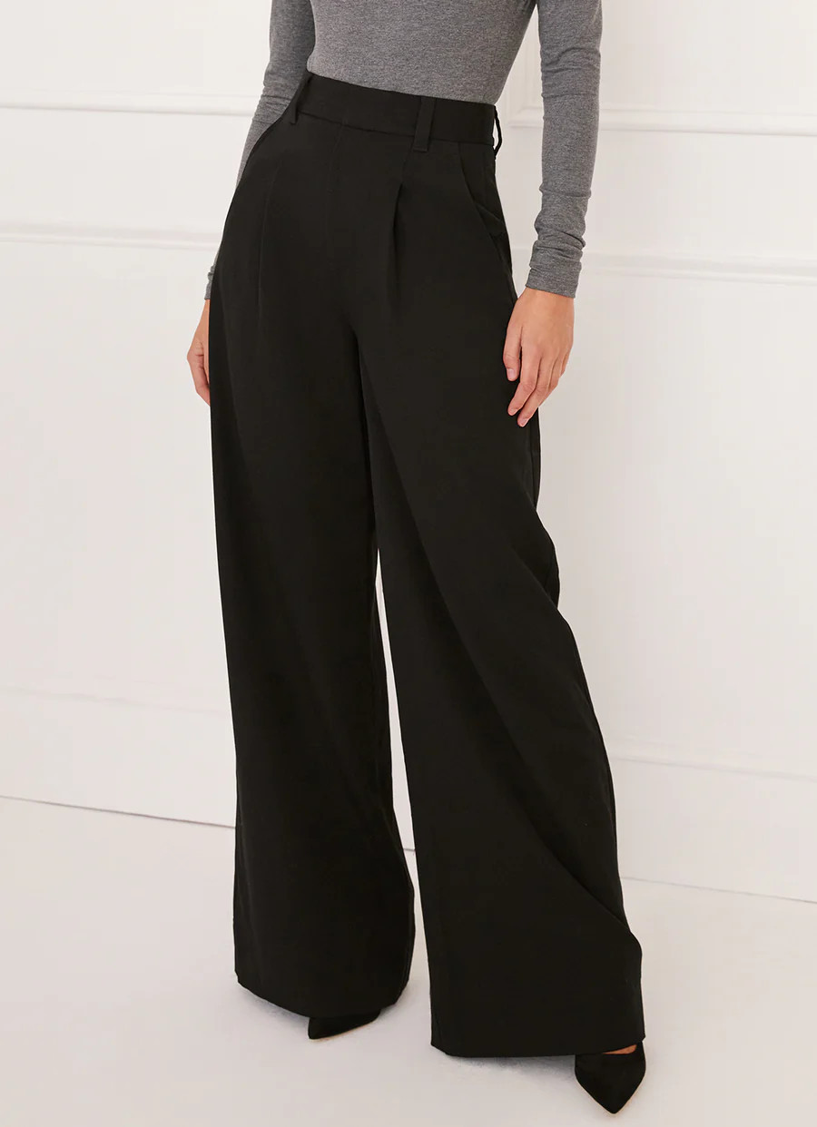 Melange High Waisted Wide Leg Pants | Something Navy