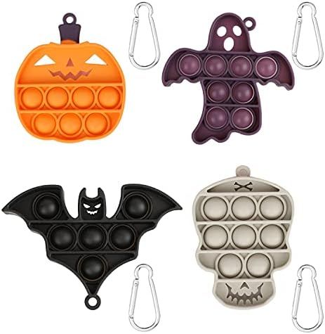 Mchochy 4 Pack Mini Halloween Pop Fidget Toys Pumpkin Ghost Bat Skull Bubble Packs for Kids Girls Bo | Amazon (US)