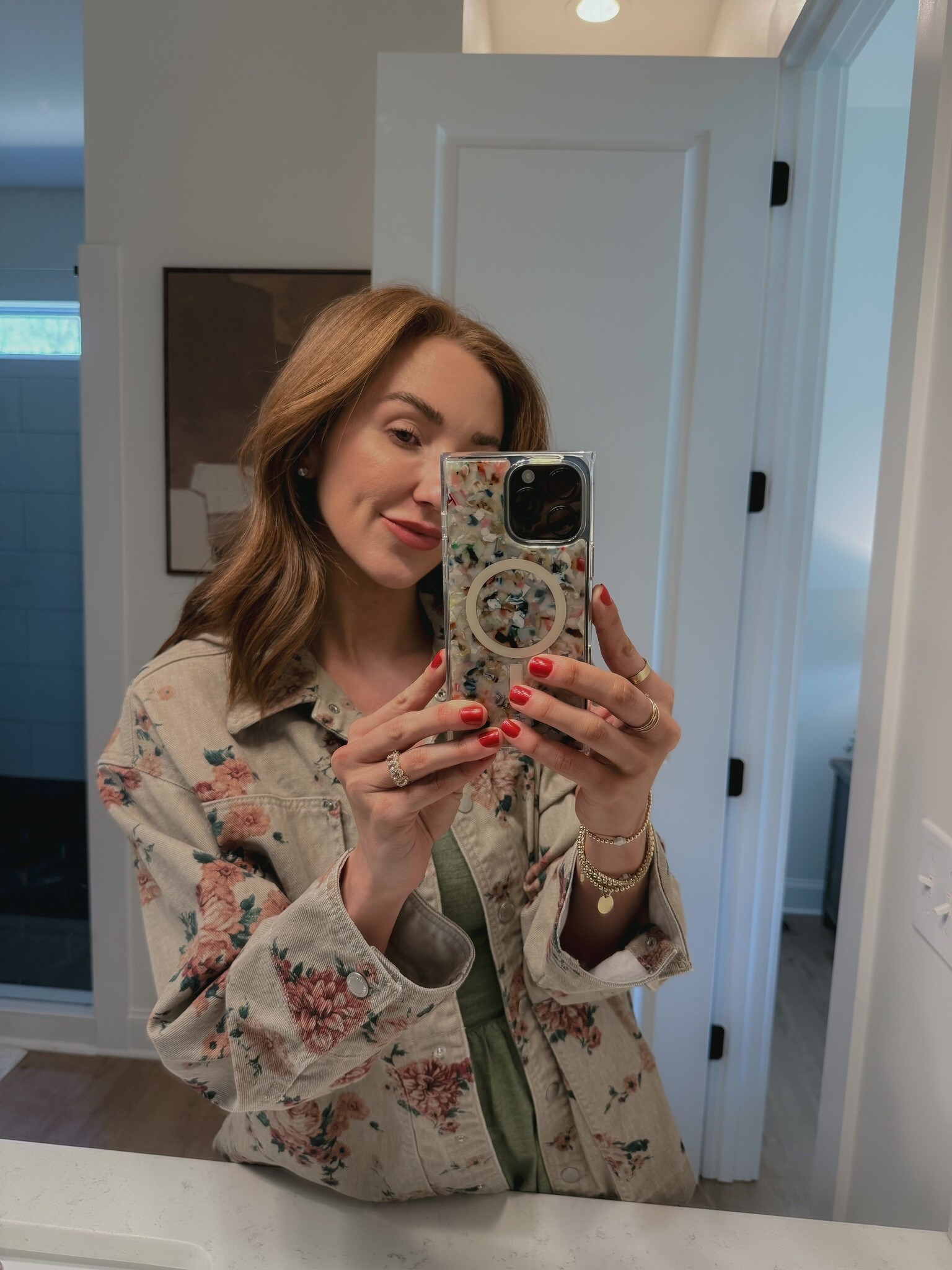 Loving my new floral jacket from Target! 🌸 I also finally updated my phone case to this really fun rainbow tortoise print. 

#LTKootd #LTKdayinmylife #LTKSeasonal