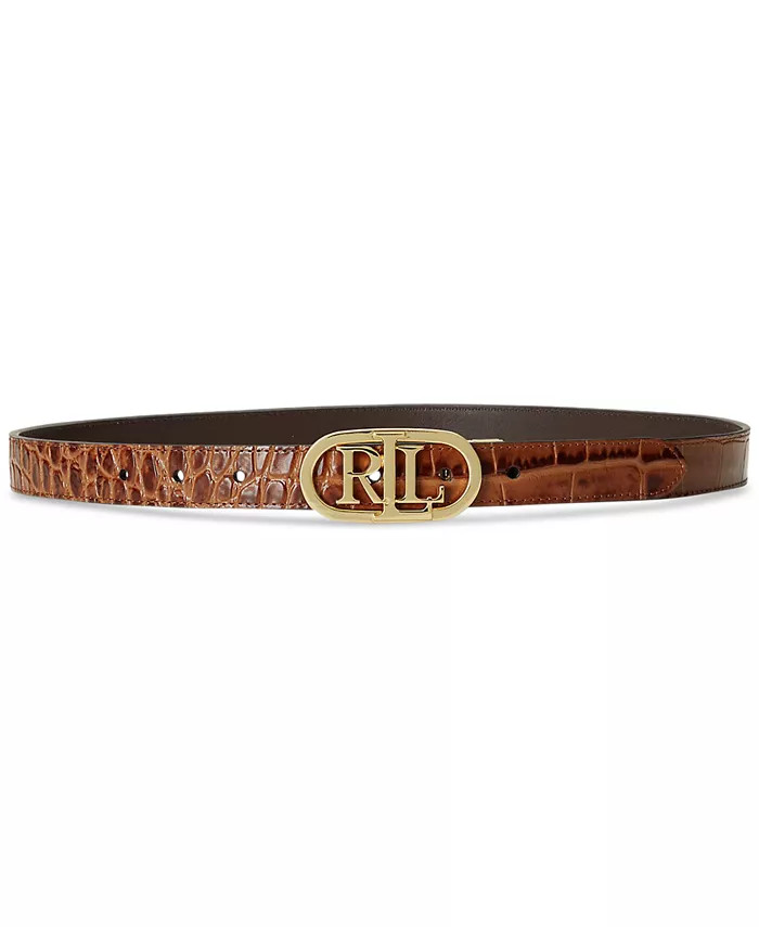 Women's Logo Reversible Leather Skinny Belt | Macys (US)