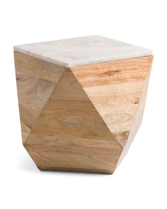 Wood And Marble Diamond Shape Table | TJ Maxx