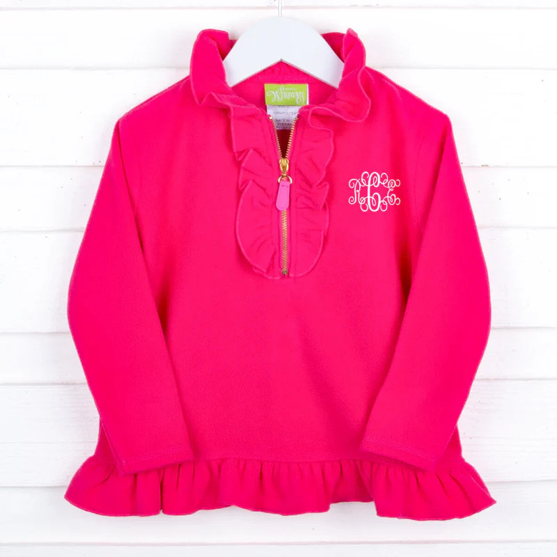 Pink Half Zip Ruffle Fleece Jacket | Classic Whimsy
