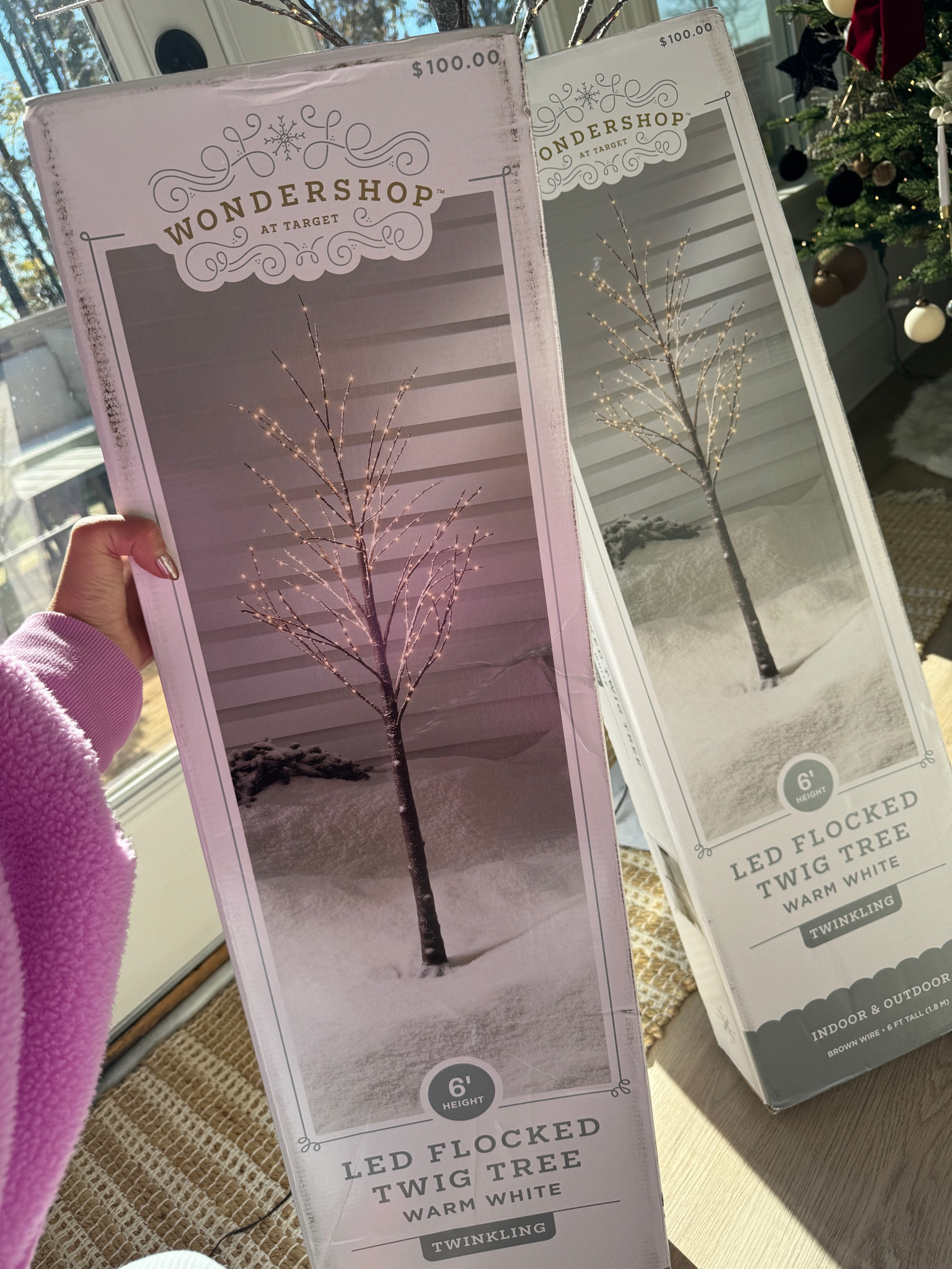 Twinkling flocked Twig trees from target that are currently 50% off! 

#LTKHome #LTKSeasonal #LTKHoliday