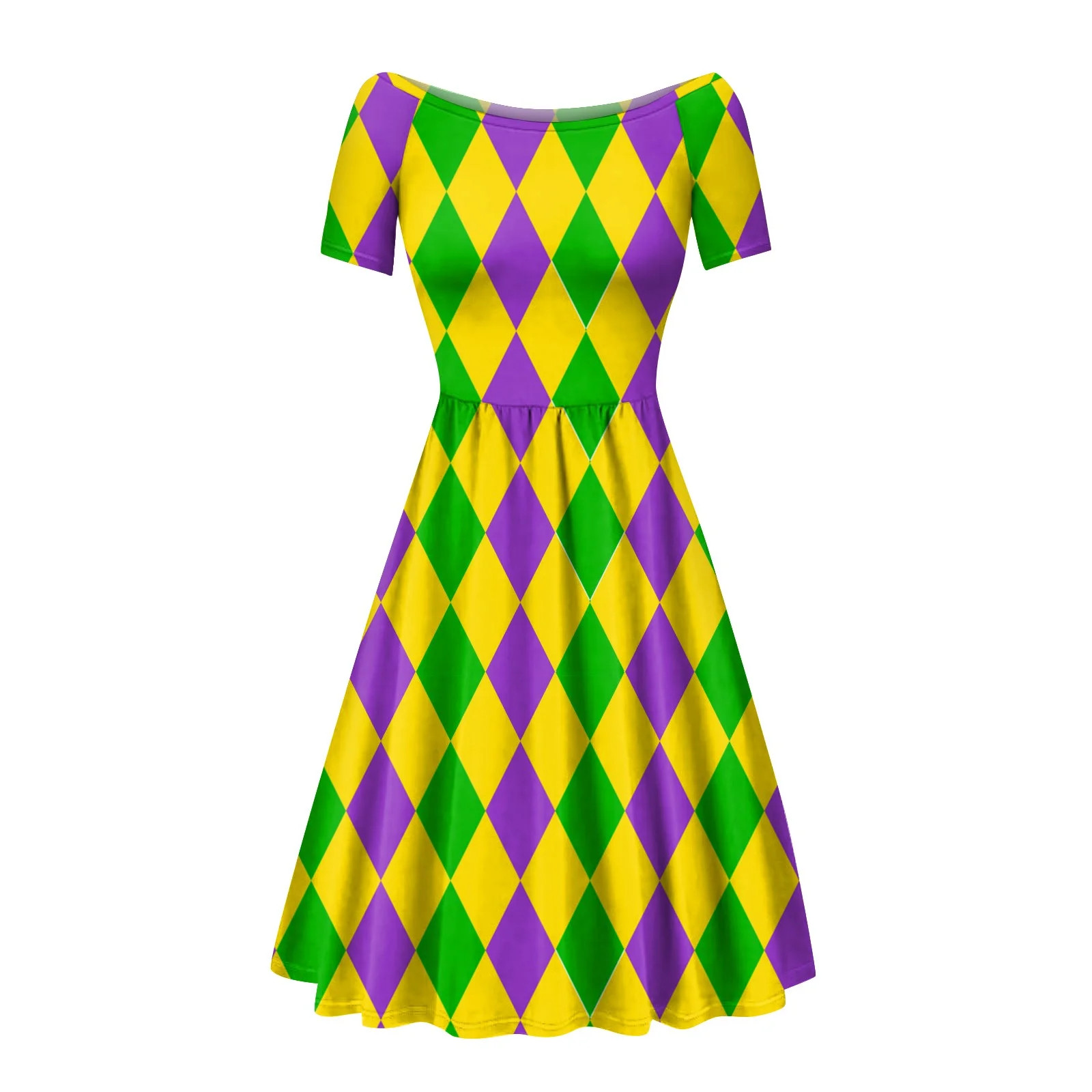 Taymeis Mardi Gras Plus Size Dresses for Curvy Women Fashion Crew Neck Swing Dress Casual Carniva... | Walmart (US)