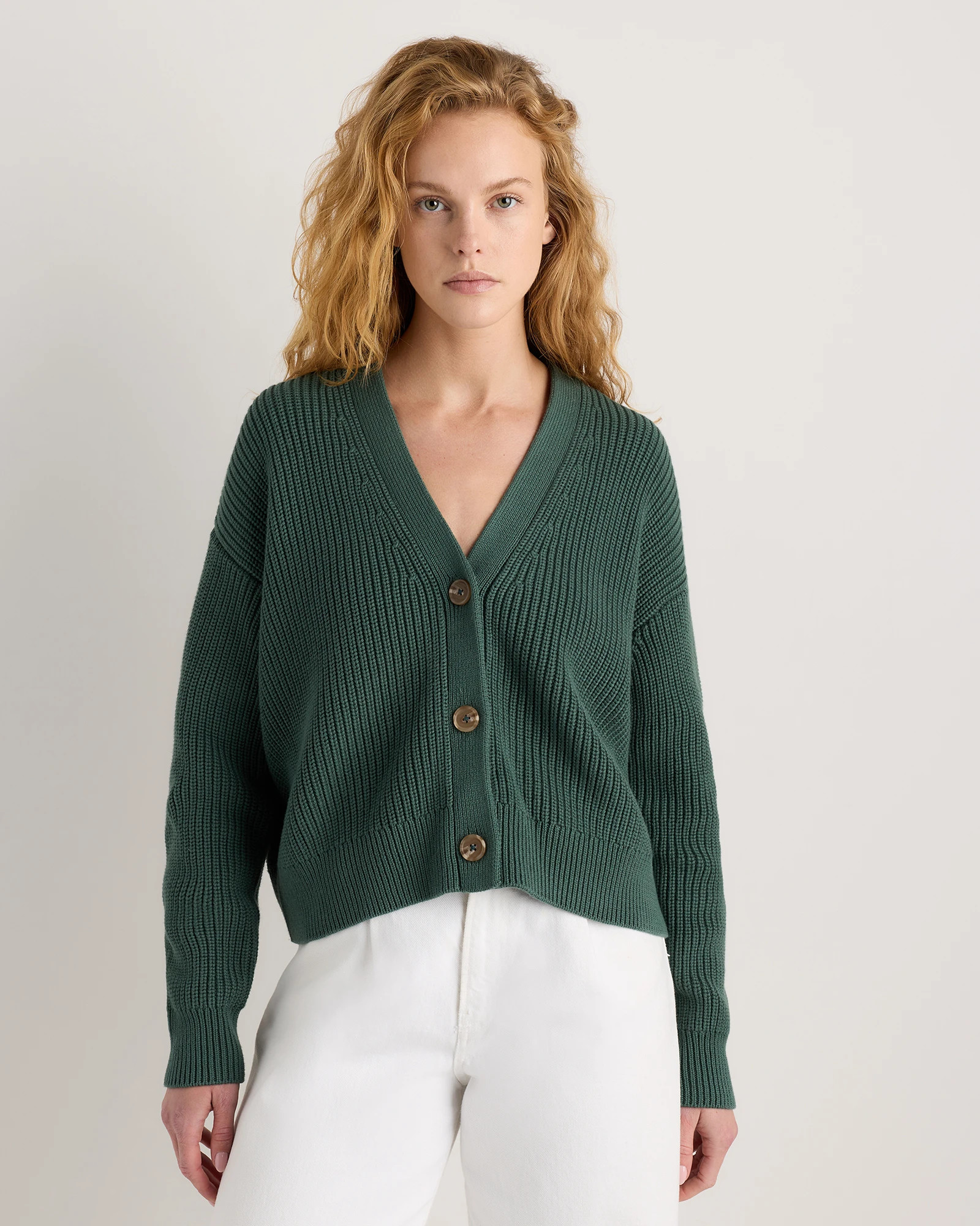 100% Organic Cotton Fisherman Boxy Cropped Cardigan | Quince