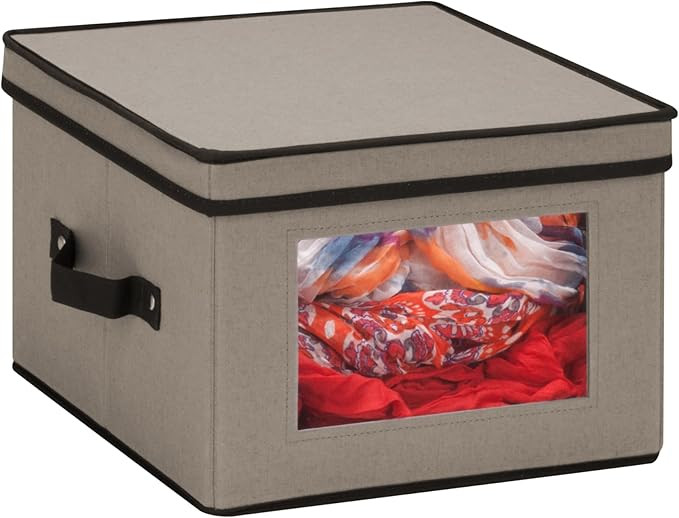 Honey-Can-Do SFT-05375 Medium Dinnerware Storage Window Box, Gray, 12 in L x 12 in W x 8.5 in H | Amazon (US)