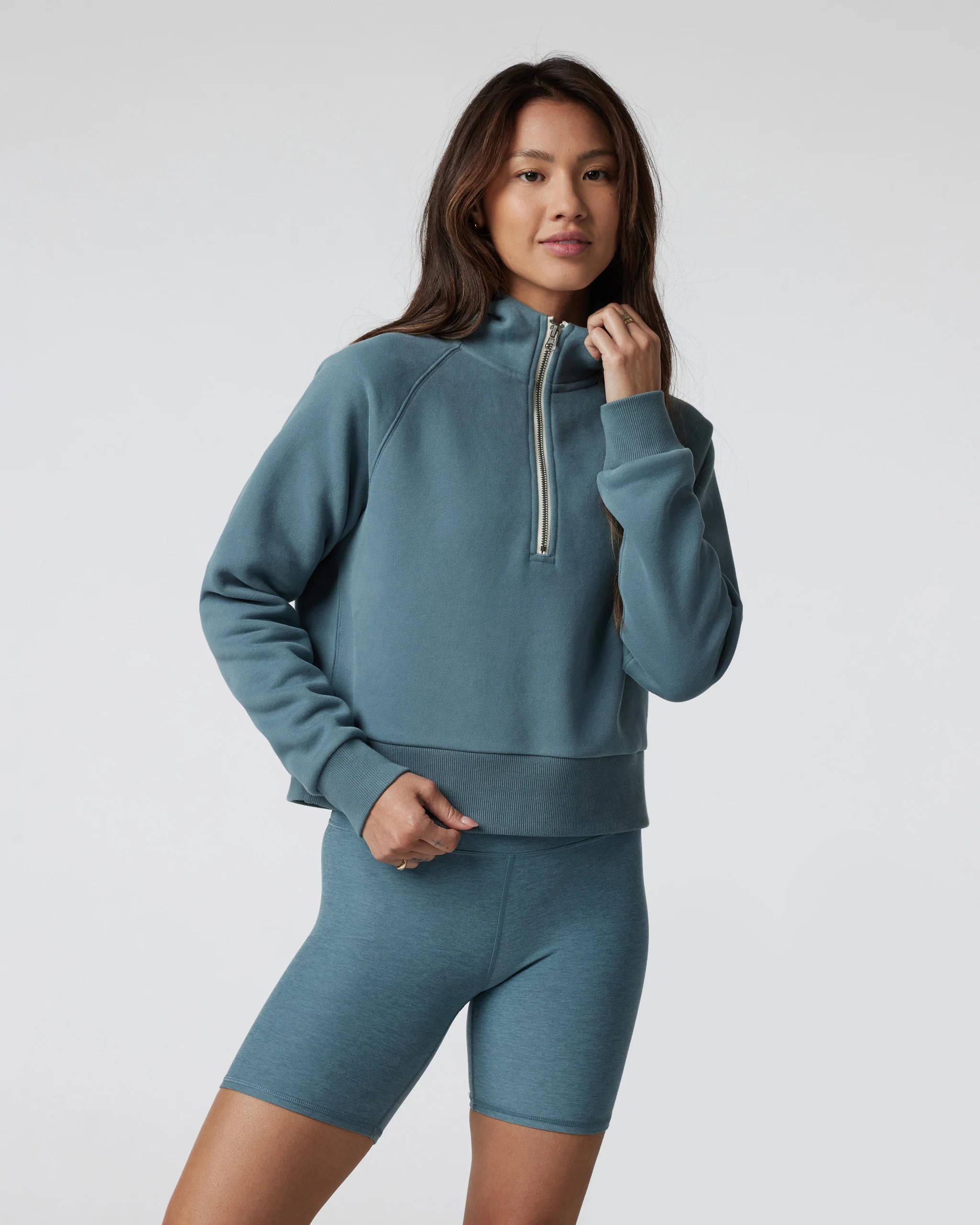 Restore Half Zip Hoodie | Women's Smoke Blue Hoodie | Vuori | Vuori Clothing (US & Canada)