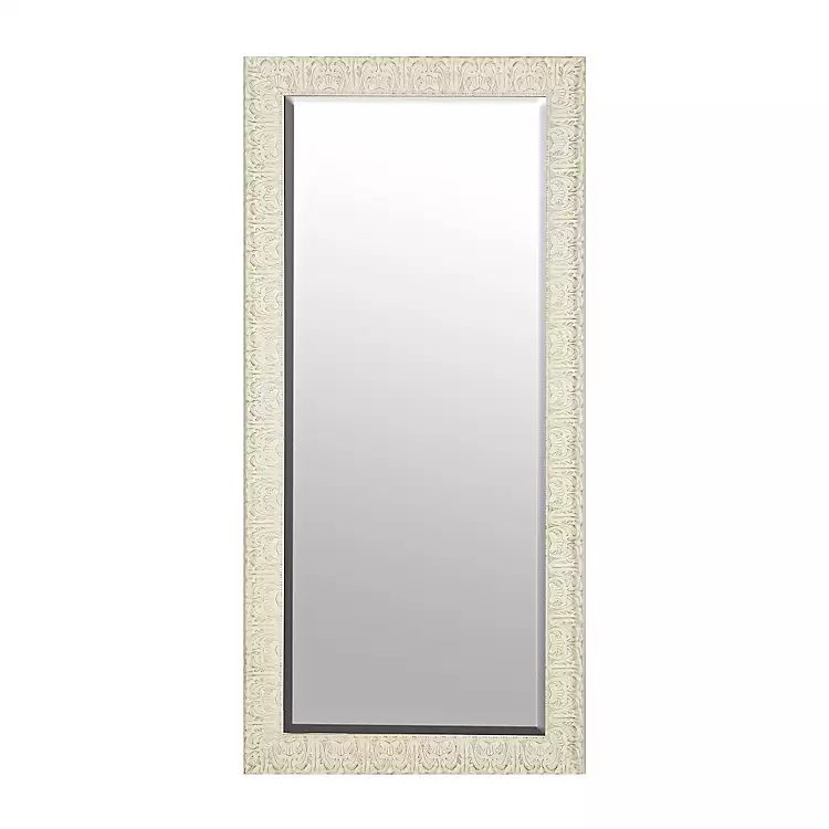 Ornate Distressed Cream Mirror, 30x64 in. | Kirkland's Home
