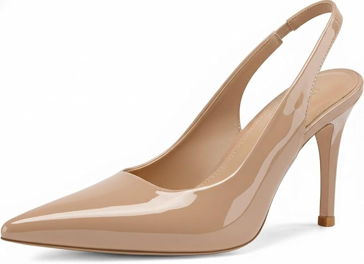 heelchic Slingback Heels for Women, Pointed Toe Stiletto Pumps | Amazon (US)